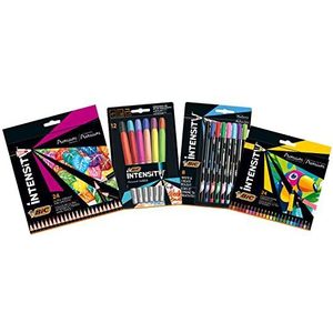 BIC Intensiteit: fijne punt, potloden en kleurpotloden, permanent markers, verschillende kleuren, 64 stuks