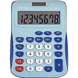 MAUL MJ550 rekenmachine, groot, 8-cijferig, 15,5 x 11 cm, multifunctionele functies, voor kantoor, thuis, school, zonne/accu