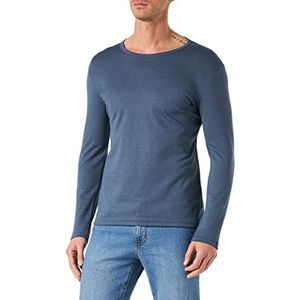 Trigema heren shirt met lange mouwen, blauw (Jeans-melange 643)