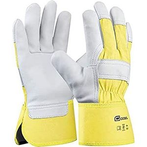Gebol Worker Pro Werkhandschoenen van leer met lange manchet, leren handschoenen voor heren, maat XL (maat 10.5), wit, 1 paar