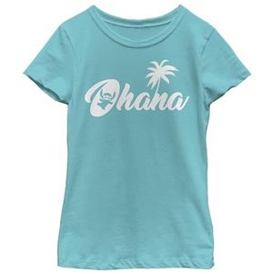 Disney Lilo & Stitch Ohana Palm Tree Logo Girls T-shirt, Tahitiblauw, Tahitiblauw