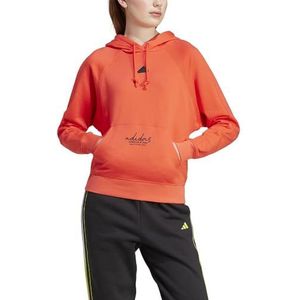 adidas Femme SIGNATURE GRAPHIC EMBROIDERY FRENCH TERRY LOOSE HOODIE, bright red, XS