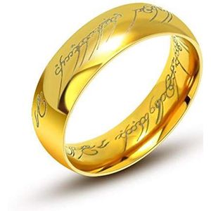 Aurstore® Sieraden 6 mm wolfraam ringen ""LORD OF THE RINGS"" grootte naar keuze 56-68 met 54 cm stalen ketting, wolfraam metaal, zonder edelstenen