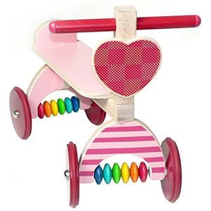 Hess Houten speelgoed 31175 - houten glijbaan hart met rubberen banden - handgemaakt vanaf 12 maanden als loopwagen en speelplezier