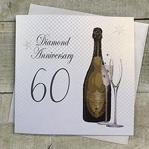 white cotton cards Handgemaakte wenskaart voor de 60e trouwdag, met diamanten, (groene fles, A60-code)