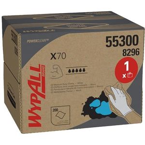 WypAll X70 Power Clean 8296 Reinigingsdoekjes - herbruikbare doekjes - 1 BRAG Box met 200 witte absorberende doeken