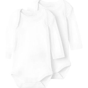 NAME IT Nbnbody 2P LS Solid White Noos Bodysuit, uniseks, Helder wit