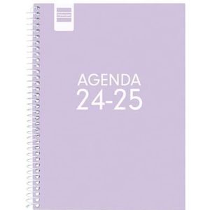 Finocam Cool Agenda 2024/2025, horizontaal weekoverzicht, september 2024 tot juni 2025 (schooljaar) + juli en augustus samenvattingen Spaanse lila