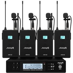 Audibax AWM 402 Draadloos systeem Lavalier Microfoon 4-kanaals UHF-connector Mini-XLR