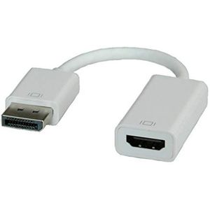 ROLINE DisplayPort M - HDMI F | Adapter met kabel | Overdracht van grafische kaart op het scherm | wit 0,15 m