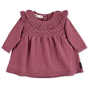 Sterntaler GOTS Gebreide jurk voor baby's, meisjes, met gatpatroon, gebreide jurk voor kinderen, lange mouwen, met knoopsluiting, ronde hals, roze, maat 56, Roze