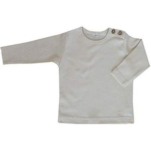 Leela Cotton Shirt met lange mouwen, natuurlijk T-shirt kinderen unisex, Natuur
