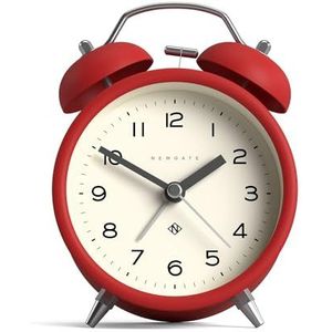 NEWGATE® Charlie Bell Echo wekker, moderne versie van de klassieke tweelingklok, rood, goed afleesbare cijfers, ideaal voor nachtkastje, bureau of plank, slaapkameraccessoire