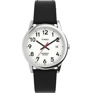 Timex TW2V75100 Herenhorloge, kwarts, analoog, leren armband, zwart, zwart.
