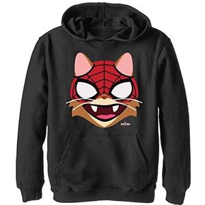 Marvel Spider-man Miles Morales hoodie voor jongens, groot gezicht, kat, zwart, S, zwart, S, zwart.