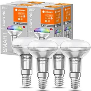 LEDVANCE Smart LED R50 spot lamp met wifi, E14-fitting, RGB-kleuren en verwisselbare lichtkleur, reflectorlamp als vervanging voor conventionele 40 W, 4 stuks