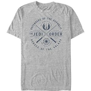 Star Wars Sabers Unisex T-Shirt met Organic Embleem, Melange Grey, M, Melange Grey