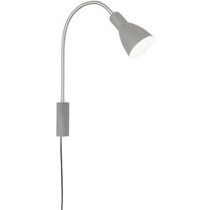 Fischer & Honsel Wandlamp Lolland | zandgrijs | mat nikkel | flexibele slang en kabel zwart | breedte 11 cm, hoogte 52 cm, afstand muur 40 cm, met snoerschakelaar | 1 x E27 max. 25 Watt | 30392