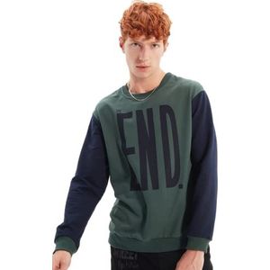 TRENDYOL Sweatshirt heren - wit - standaard, groen, L, Groen