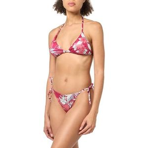 Emporio Armani Ensemble bikini brésilien à imprimé floral triangle et string pour femme, Imprimé hibiscu/cerise, M
