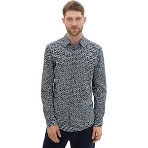 TOM TAILOR 1042643 Herenhemd, 35992 - Marineblauw driehoekig design