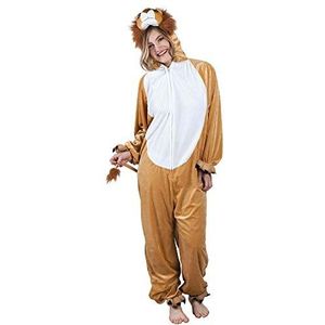 Boland 88177 - leeuw kostuum lengte ca. 165 cm, voor jongeren en volwassenen, pluche pak met capuchon, kat, dierentuin, verkleding, carnaval, themafeest, 88177