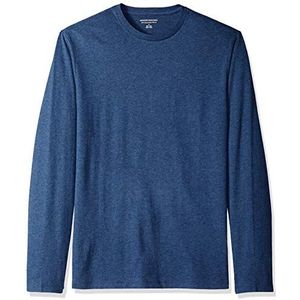 Amazon Essentials Heren T-shirt met lange mouwen, slim fit, blauw gemêleerd, XXL