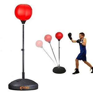 FFitness Punching Ball voor kinderen, met gevoerde bodem en verstelbare schacht, bokszak voor training, rood