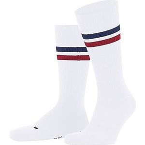 FALKE Dynamic uniseks sokken voor volwassenen, katoen, wit, blauw, grijs, versterkt, dik, geribbeld, retro strepenpatroon, 1 paar, Wit (Weiss-Blau-Rot 2068)