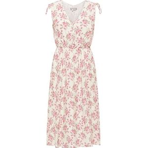 USHA jurk met bloemenprint voor dames, Kleur: ivoorkleurig en roze