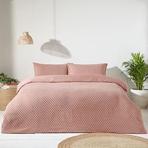 The Linen Yard Percal beddengoedset, gestippeld, voor super kingsize bedden, roze