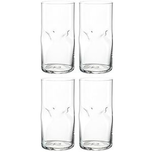 Leonardo Vesuvio Lot de 4 verres à eau transparents en verre de qualité supérieure de forme organique 330 ml Fait main Passe au lave-vaisselle