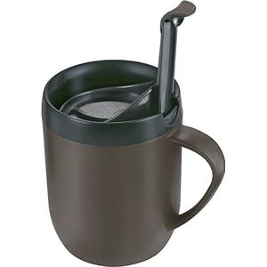 Zyliss E990001 Hot Cup met zuiger, kunststof/siliconen, grijs, thermobeker koffie/filter voor gemalen koffie/mok met deksel/campingbeker, vaatwasmachinebestendig