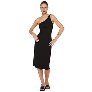 Trendyol Robe moulante en tricot pour femme - Grande taille, Noir, XXL grande taille