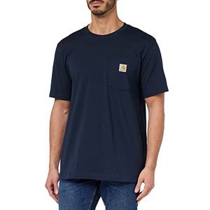 Carhartt K87 T-shirt met korte mouwen en zak, casual pasvorm, T-shirt voor heren (1 stuk), Navy Blauw