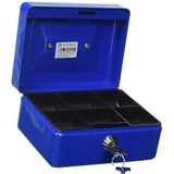 Zilvercassette Alco plaatstaal kunststof inzetstuk cilinderslot incl. 2 sleutels 152 x 119 x 76 mm donkerblauw