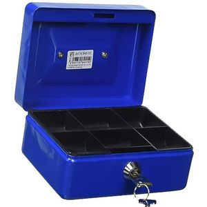 Zilvercassette Alco plaatstaal kunststof inzetstuk cilinderslot incl. 2 sleutels 152 x 119 x 76 mm donkerblauw