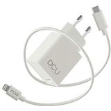 DCU Tecnologic Wandlader compatibel met iPhone | Snel opladen | Lightning-aansluiting | 1 m Lightning-kabel met PVC gecoat | wit