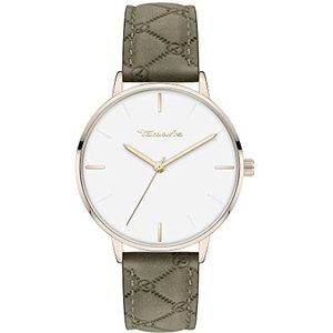 Tamaris logomania horloge, ijsroze/groen, riem