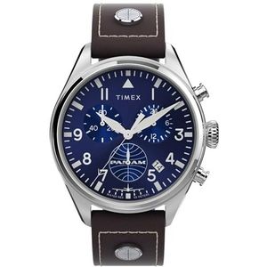 Timex X Pan Am Heren Chronograaf Horloge 42 mm, Bruin, Chronograaf