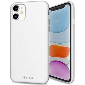 i-Paint iPhone 11 6,1 inch hoes silicone wit met microvezel binnenkant Solid Case White