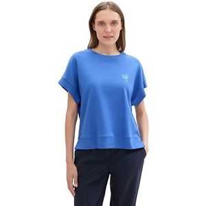 TOM TAILOR Basic T-shirt voor dames in overcut-stijl, 10619 - Preppy Jeans Blue, XL
