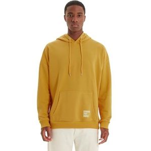 Trendyol Heren Hoodie Plain Oversize Pullover (1-pak), Yellow5m, L, geel, 5 maanden