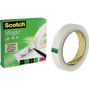 Scotch Magic Tape - 1 rol, 19 mm x 66 m - plakband voor algemeen gebruik voor reparatie, etikettering en sluiting van documenten