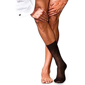 FALKE Heren nr. 10 ademende sokken katoen lichte glans versterkt platte naad fijn geribbelde tenen effen elegant voor kleding en werk 1 paar, Bruin 5930