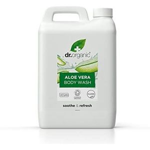 Dr Organic Aloë Vera douchegel 5 liter met pomp, natuurlijk, veganistisch, dierproefvrij, parabenen en SLS-vrij, recyclebare verpakking, biologisch gecertificeerd