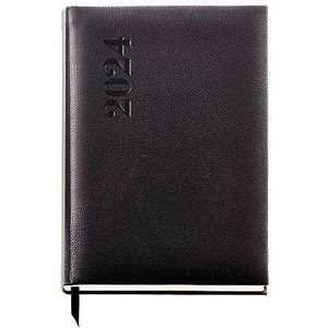 Miquelrius - Jaarlijkse agenda 2024, dagboek, plus grootte 155 x 213 mm (vergelijkbaar met A5), hardcover, gewatteerd, Spaans, Engels en Portugees, zwart