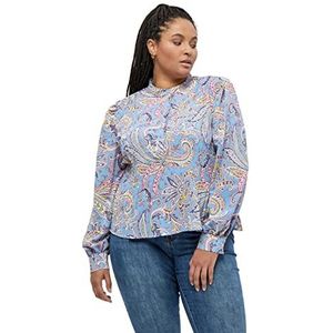 Peppercorn Mitzi Plisse Curve Blouses UK | Hauts d'automne pour femme | Taille 48, imprimé bleu marine, Imprimé Marina Bleu, 48-grande taille