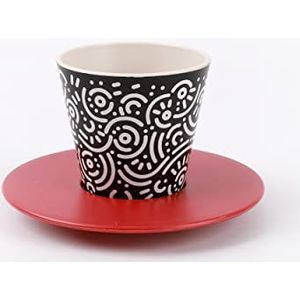 IDRINK® - Set met mok, schotel en lepel van RPET | Geweldig milieuvriendelijk cadeau | (GEOMETRIC)