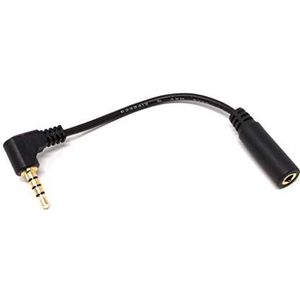 System-S 90° hoekig, 4-polige jackstekker, hoekig, 3,5 mm, adapterkabel 10 cm, voor mobiele telefoon, smartphone, tablet-pc